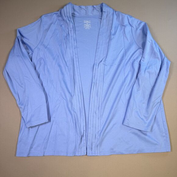 L.L. Bean Sweaters - LL Bean Blue Supima Cotton Modal Open Front Roll Tab Cardigan 3X Athleisure